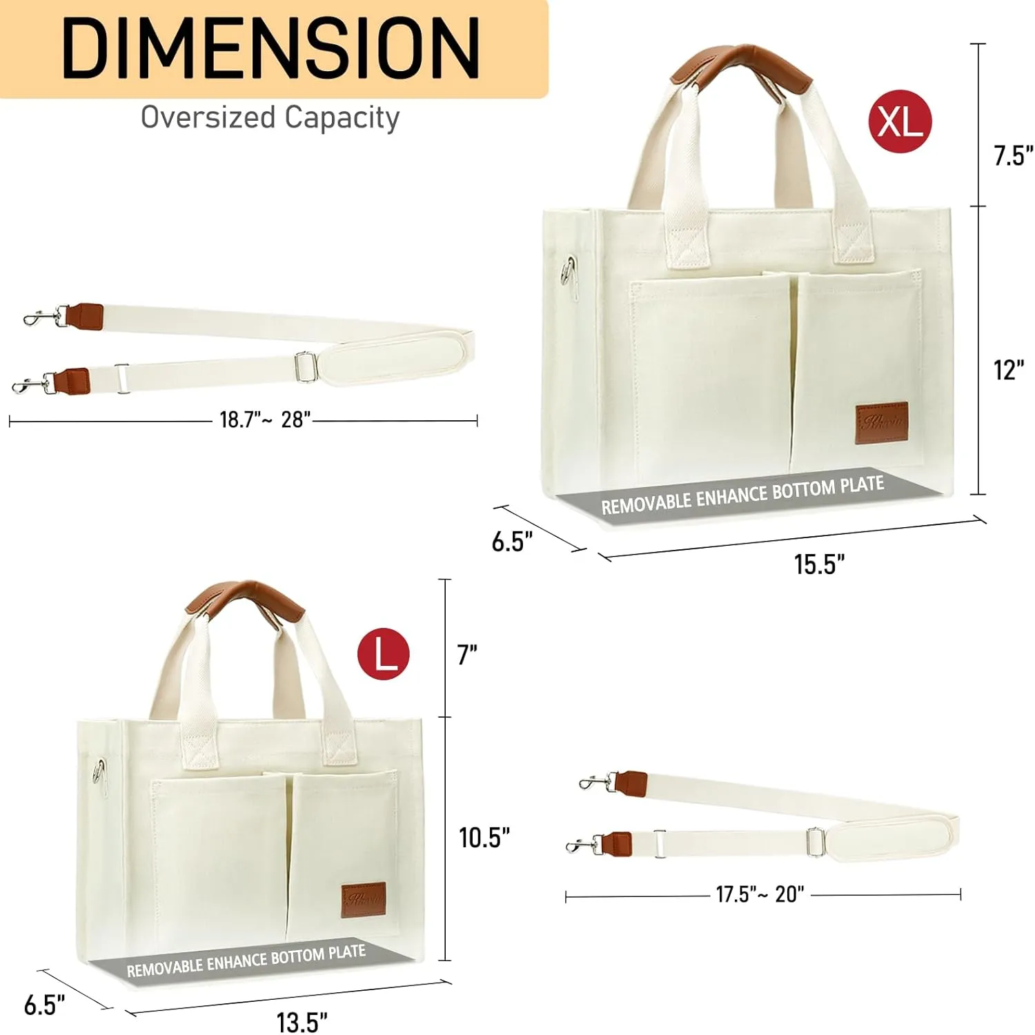 KKXIU Large Canvas Tote Bag for Women with Zipper and Compartments Crossbody Work Bible Messenger Purse Bag With Pockets