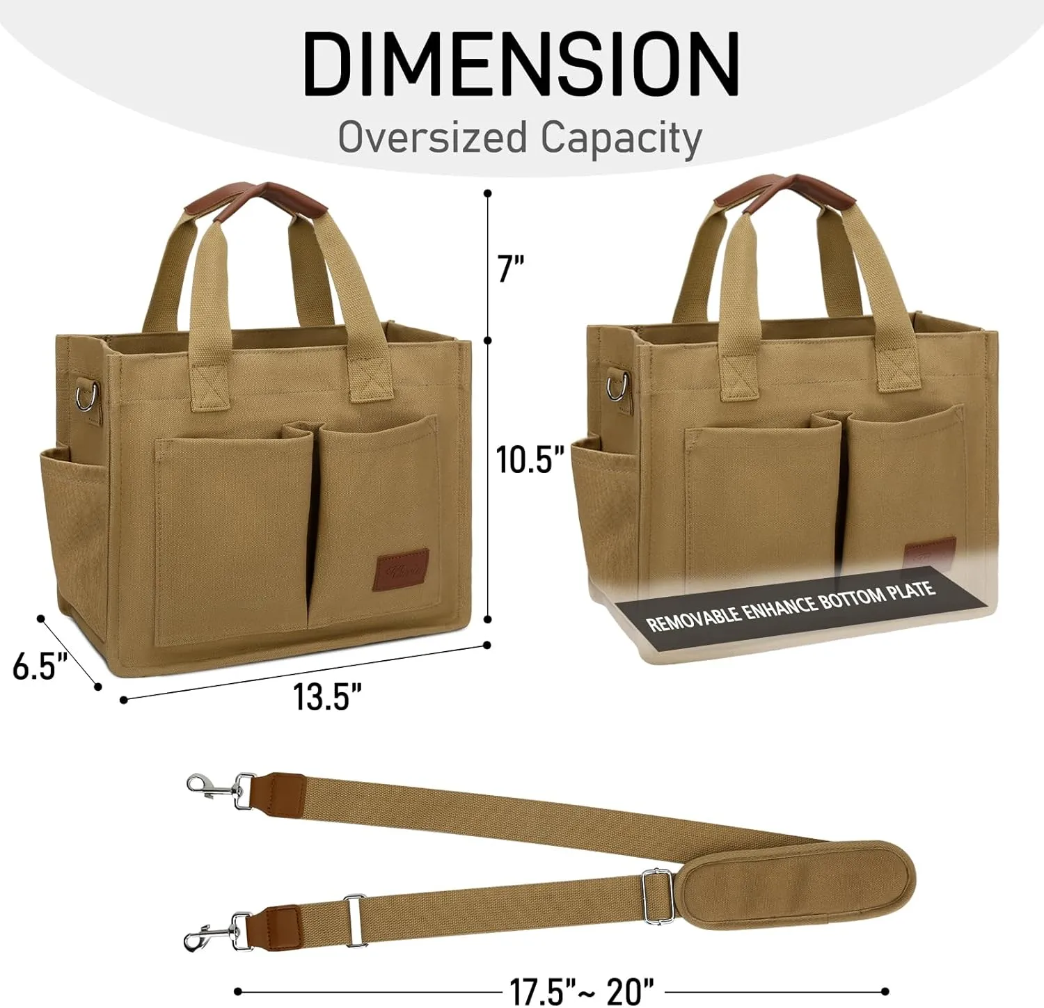 KKXIU Large Canvas Tote Bag for Women with Zipper and Compartments Crossbody Work Bible Messenger Purse Bag With Pockets