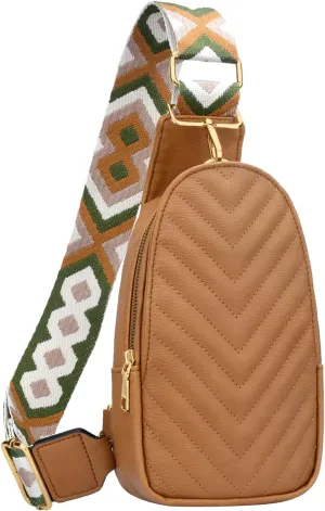 KKXIU Small Sling Bag for Women Leather Fanny Packs Chest Crossbody Cell Phone Bag Shoulder Travel Purse Gifts for Teenager (C-Brown)