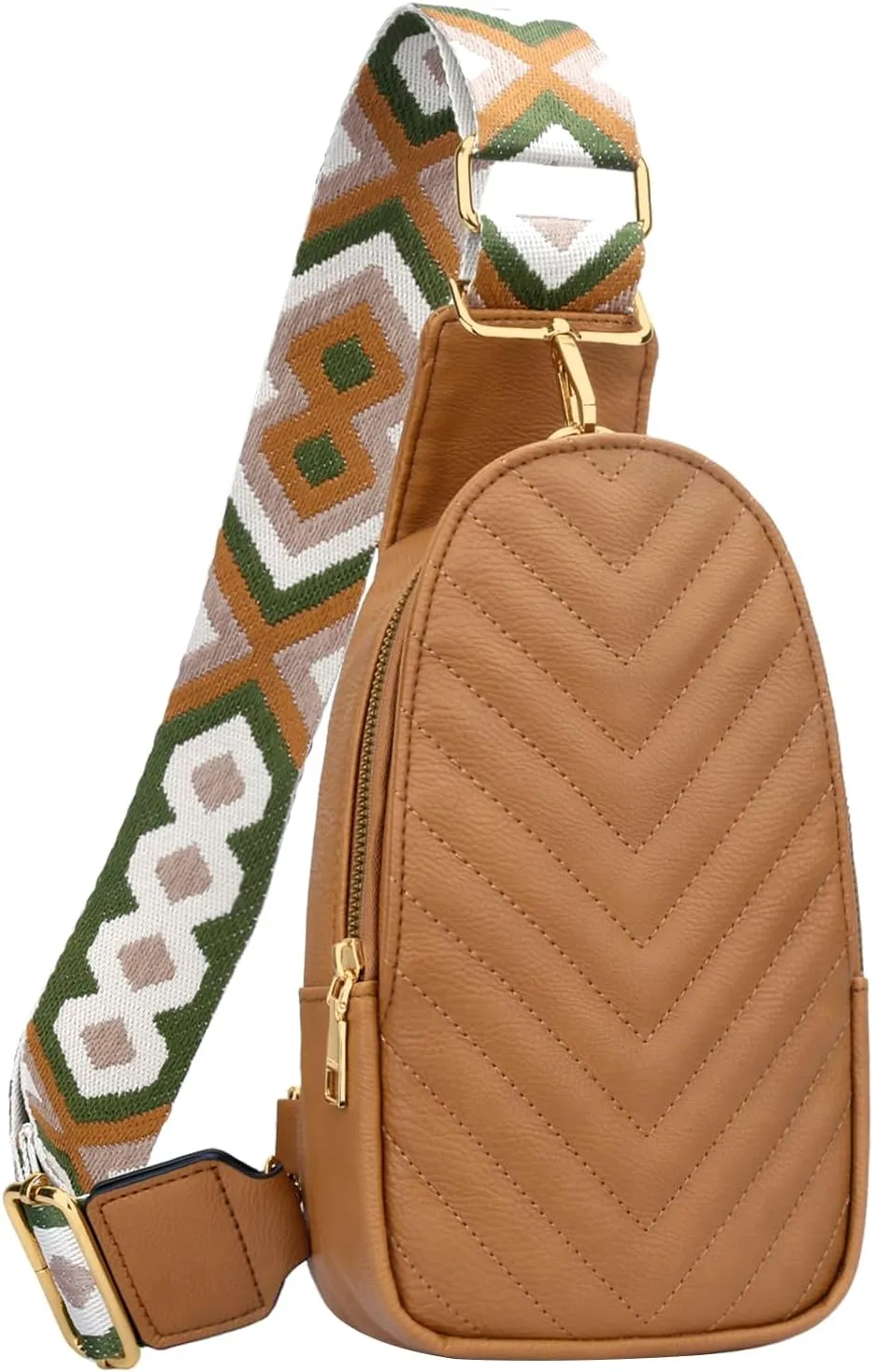 KKXIU Small Sling Bag for Women Leather Fanny Packs Chest Crossbody Cell Phone Bag Shoulder Travel Purse Gifts for Teenager (C-Brown)