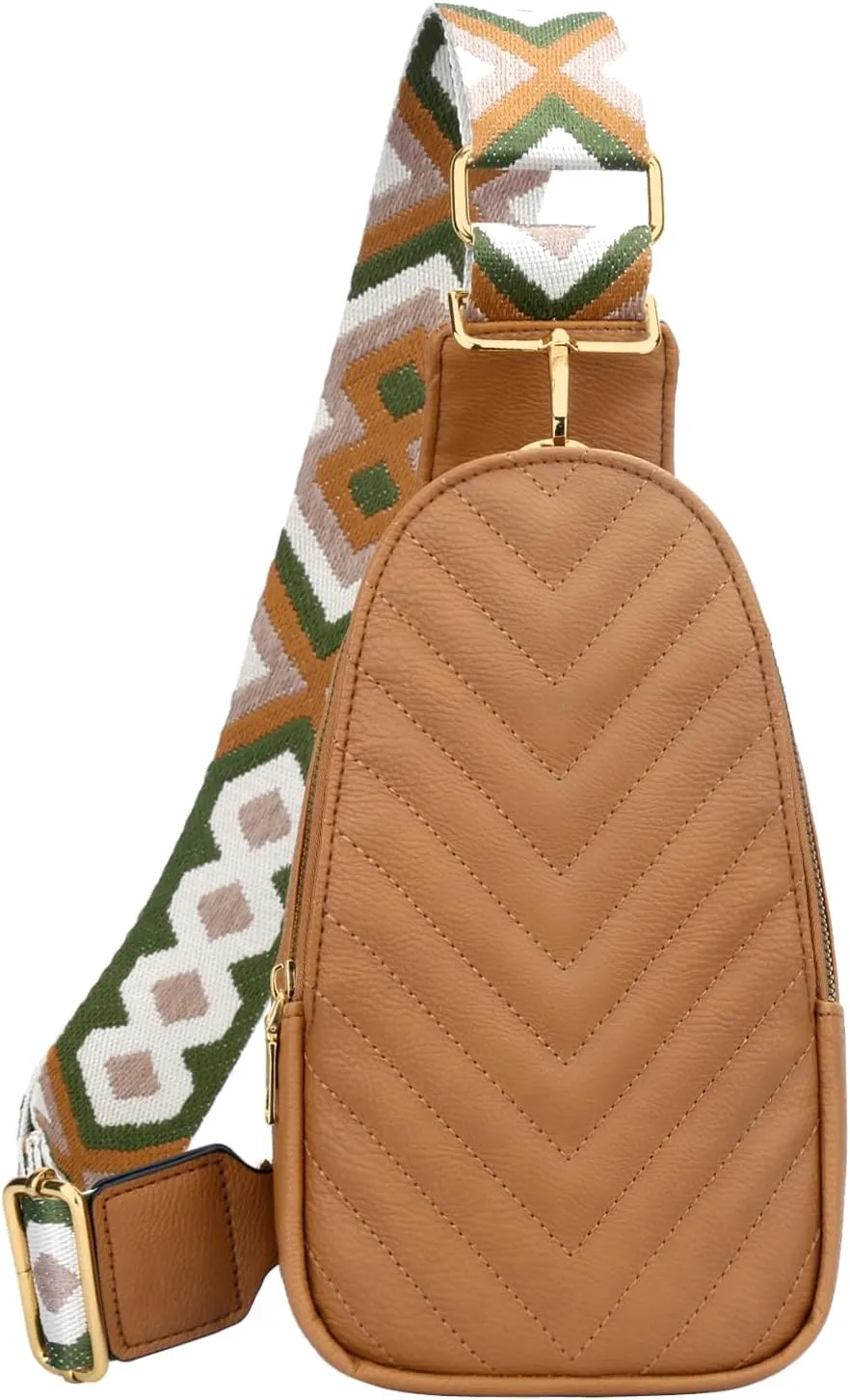 KKXIU Small Sling Bag for Women Leather Fanny Packs Chest Crossbody Cell Phone Bag Shoulder Travel Purse Gifts for Teenager (C-Brown)