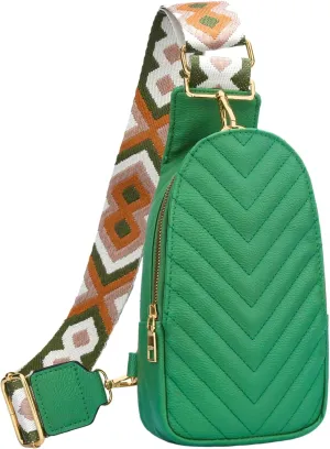 KKXIU Small Sling Bag for Women Leather Fanny Packs Chest Crossbody Cell Phone Bag Shoulder Travel Purse Gifts for Teenager (C-Green)