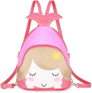 KL928 Cute Mini Backpack Toddler Animal Casual Daypack PU Leather Preschool Convertible Shoulder Bag Gift for Kids Boys Girls (Coral)