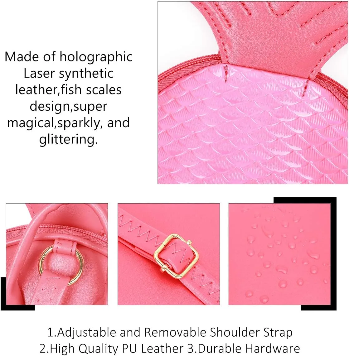 KL928 Cute Mini Backpack Toddler Animal Casual Daypack PU Leather Preschool Convertible Shoulder Bag Gift for Kids Boys Girls (Coral)
