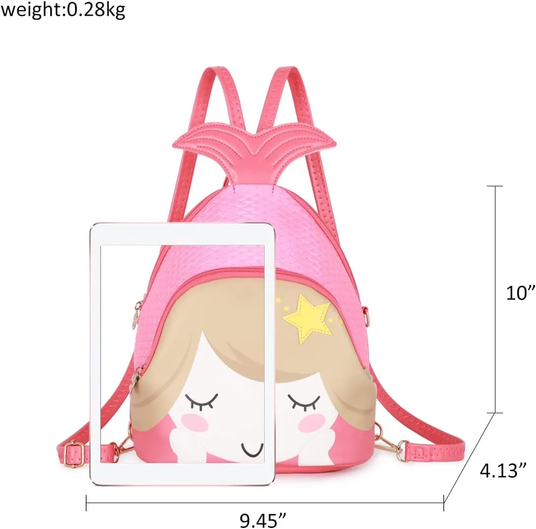 KL928 Cute Mini Backpack Toddler Animal Casual Daypack PU Leather Preschool Convertible Shoulder Bag Gift for Kids Boys Girls (Coral)