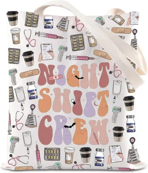 KUIYAI Night Shift Crew Appreciation Tote Bag Night Shift Nurse Nursing Canvas Bag Hospital Nigh Shift Gift Night Worker Gift