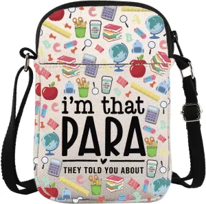 KUIYAI Para Teacher Appreciation Crossbody Bag Paraprofessional Life Bag Paraeducator Assistant Gift Teaching Aides Gift