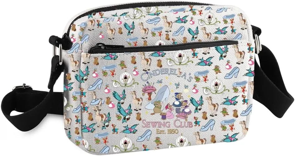 KUIYAI Princess Movie Inspired Crossbody Purse Bag Jaq Gus Gift WDW Character Gift Sewing Club Est 1950 Messenger Bag
