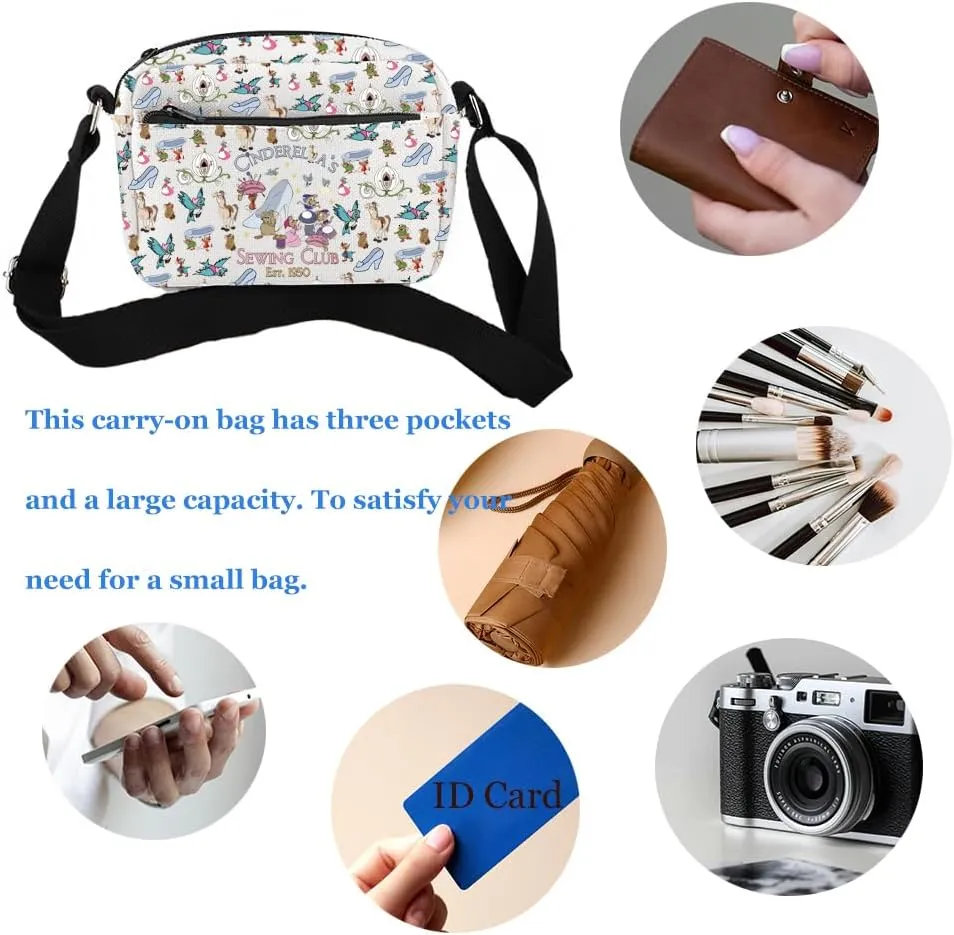 KUIYAI Princess Movie Inspired Crossbody Purse Bag Jaq Gus Gift WDW Character Gift Sewing Club Est 1950 Messenger Bag