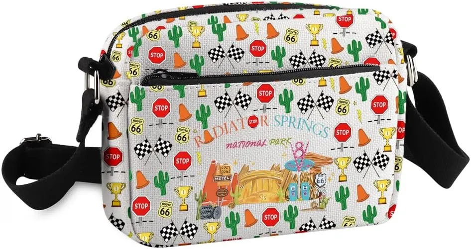 KUIYAI WDW Cars Movie Merchandise Crossbody Purse Bag Lightning McQueen Lover Gift Car Land Gift