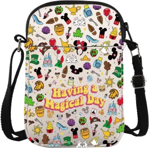KUIYAI WDW Kingdom Crossbody Bag Cartoon Fans Gift Vacation Trip Best Day Ever Gift Having A Magical Day Bag