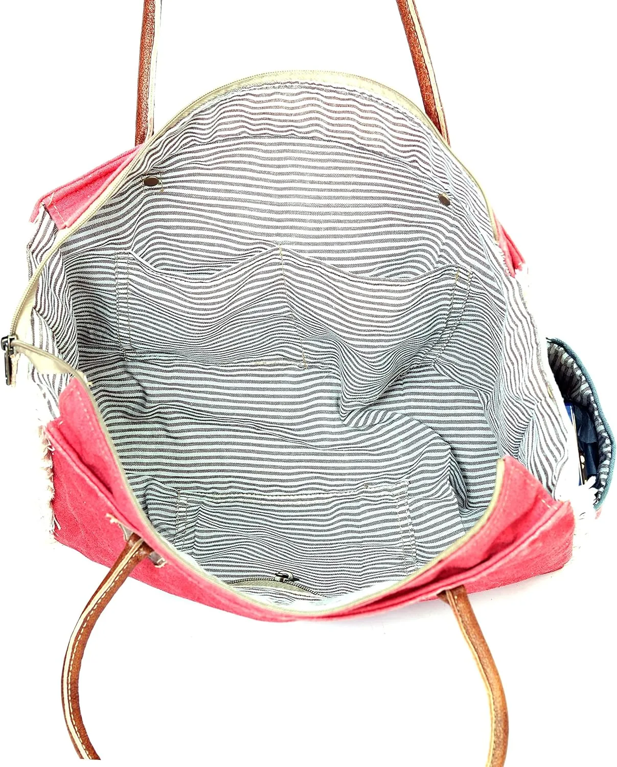 LA BOHEME Upcycled Canvas & Leather Crossbody Bag
