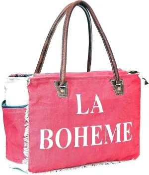 LA BOHEME Upcycled Canvas & Leather Crossbody Bag