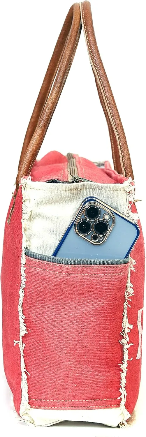 LA BOHEME Upcycled Canvas & Leather Crossbody Bag