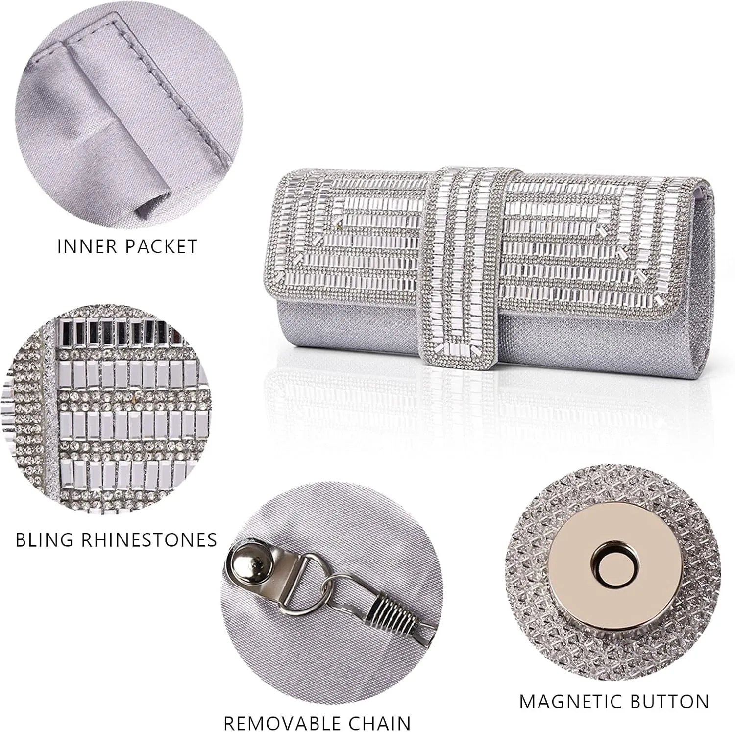 Labair Evening Bag and Clutches for Women Crystal Bag Sparkly Clutch Purse with Rhinestones Wedding Party formal Handbag.