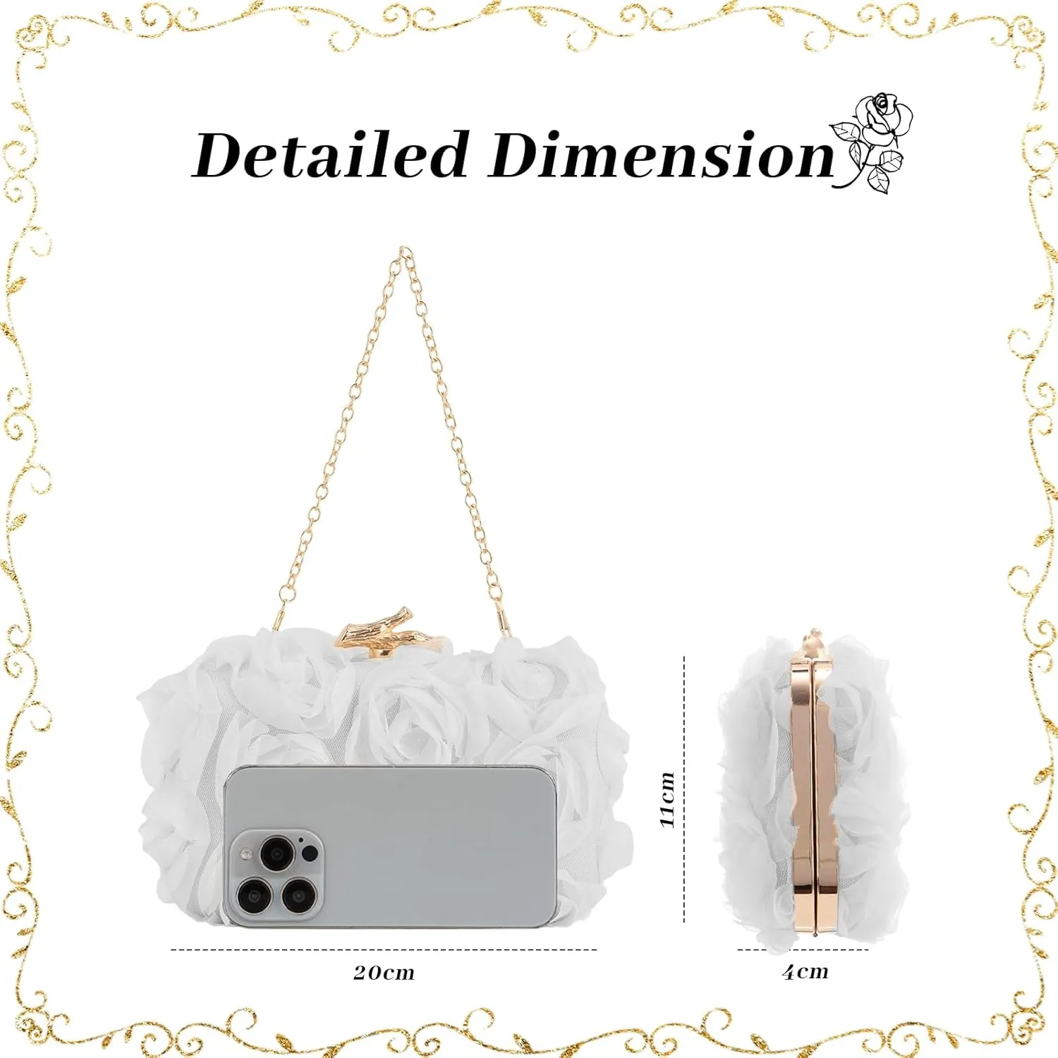 Lanpet Women Clutches Purse Lace Formal Flower Evening Handbag Chain Strap Shoulder Bag