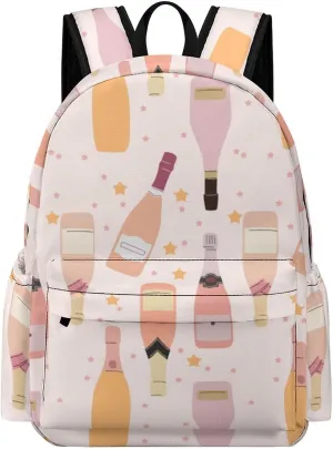 Laptop Backpack for Men Women Wine Bottles Sparkly Travel Work Backpack with Compartment Large Capacity Cute Daypack Business Work Bag