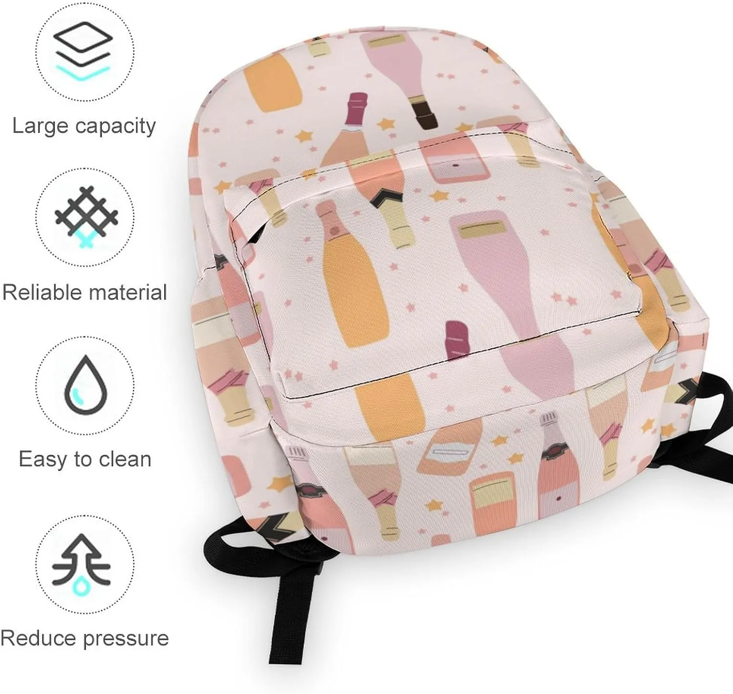 Laptop Backpack for Men Women Wine Bottles Sparkly Travel Work Backpack with Compartment Large Capacity Cute Daypack Business Work Bag