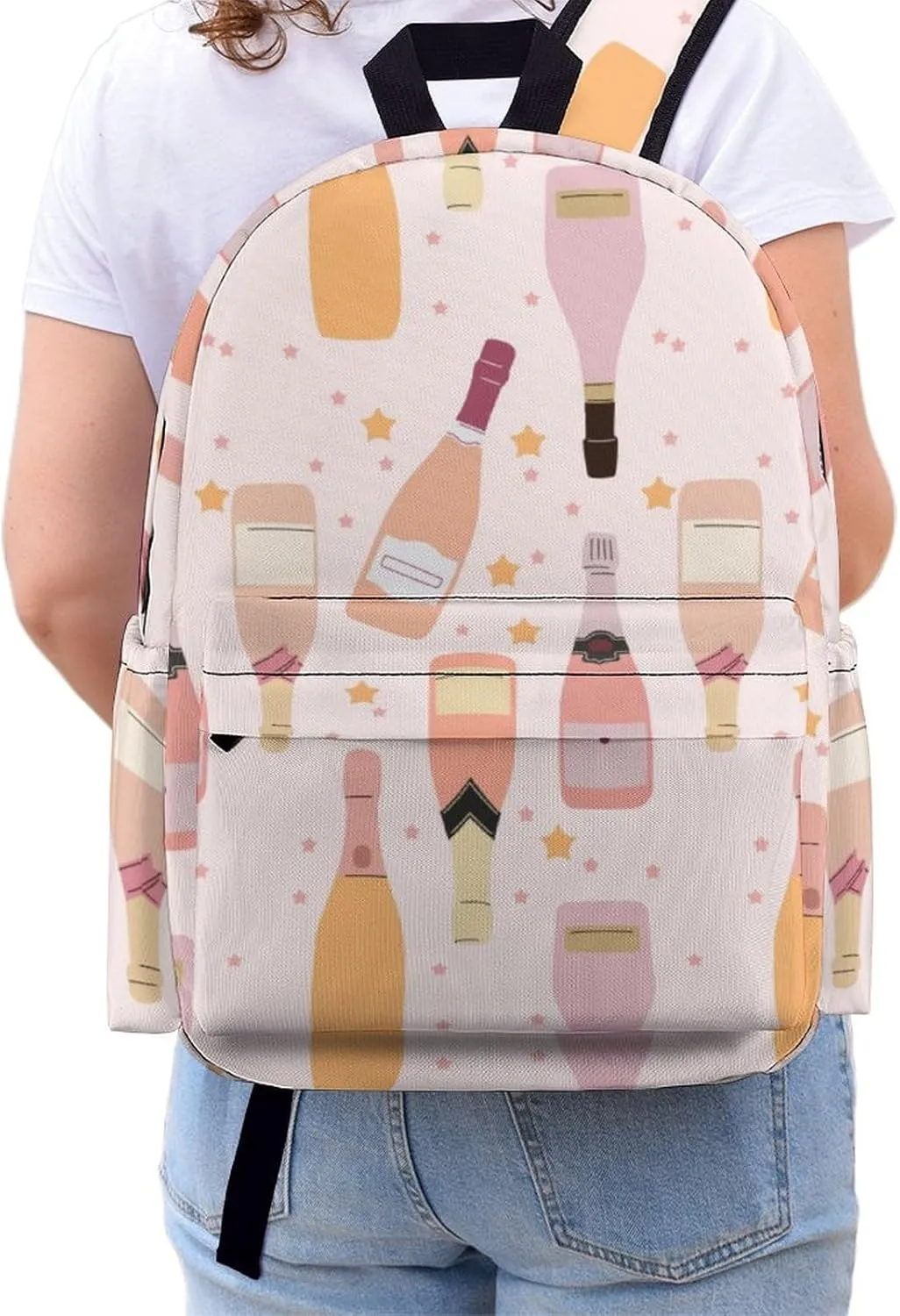 Laptop Backpack for Men Women Wine Bottles Sparkly Travel Work Backpack with Compartment Large Capacity Cute Daypack Business Work Bag