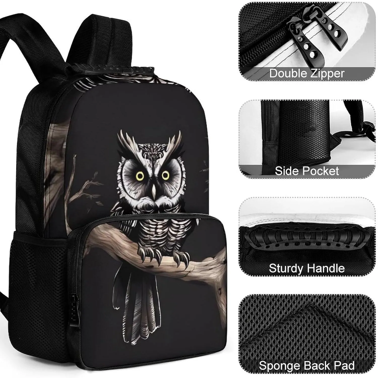 Laptop Backpack Late Night Owl Daypack Computer Bag Travel Laptop Bag Casual Nurse Bag for Women Men