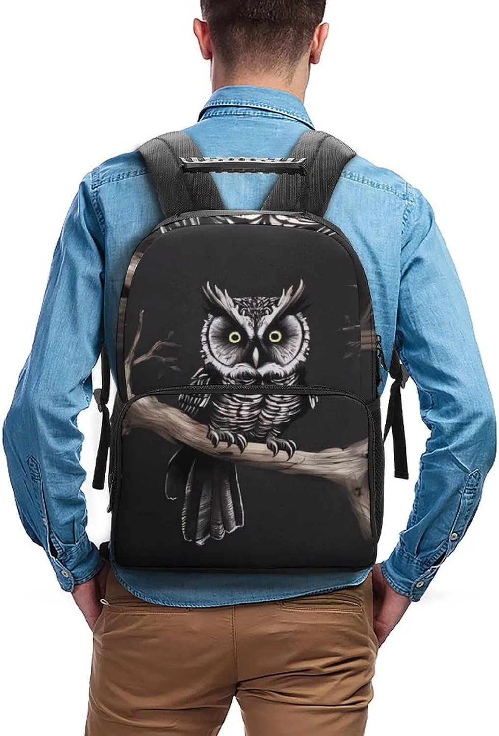Laptop Backpack Late Night Owl Daypack Computer Bag Travel Laptop Bag Casual Nurse Bag for Women Men
