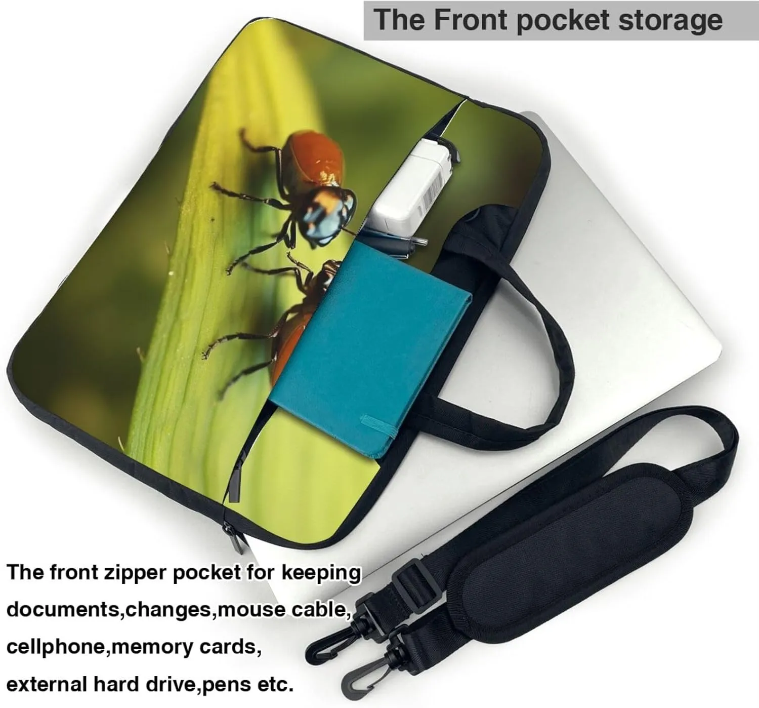 Laptop Bag 13-15.6 inch Laptop Shoulder Bag for Men Women Insects love Computer Bag Messenger Bag for Work
