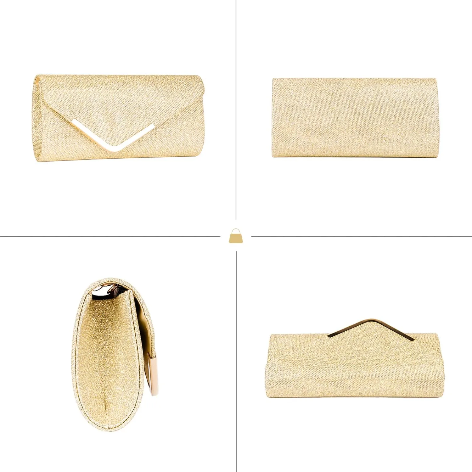 Larcenciel Clutch Purses for Women, Shiny Sequin Envelope Clutch Evening Bag with Chain, Fashion Sparkly Party Prom Purse