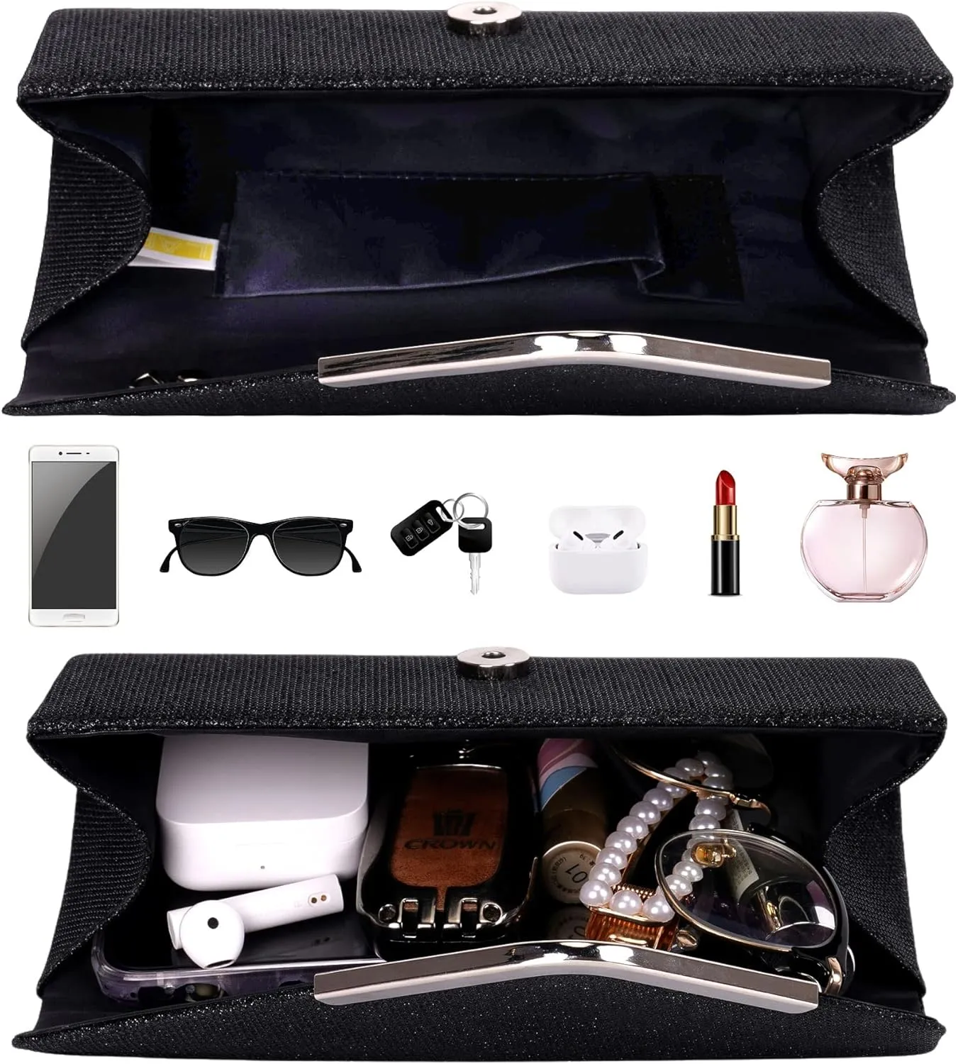 Larcenciel Clutch Purses for Women, Shiny Sequin Envelope Clutch Evening Bag with Chain, Fashion Sparkly Party Prom Purse