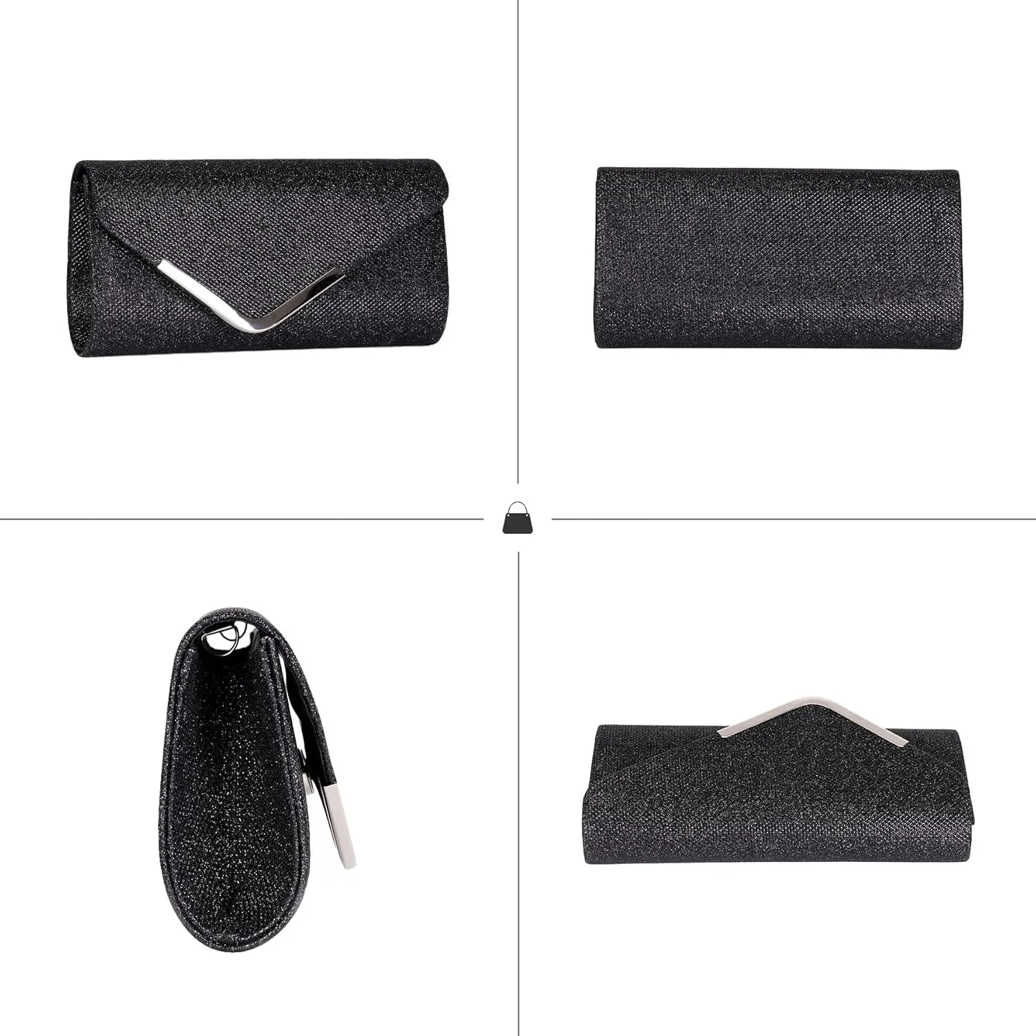 Larcenciel Clutch Purses for Women, Shiny Sequin Envelope Clutch Evening Bag with Chain, Fashion Sparkly Party Prom Purse