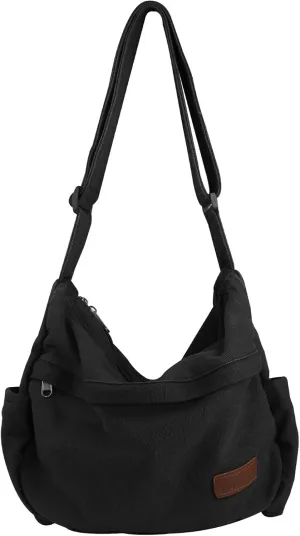 Large Canvas Messenger Bag with Multiple Pockets for Men and Women, Crossbody Shoulder Tote Hobo Laptop Bag