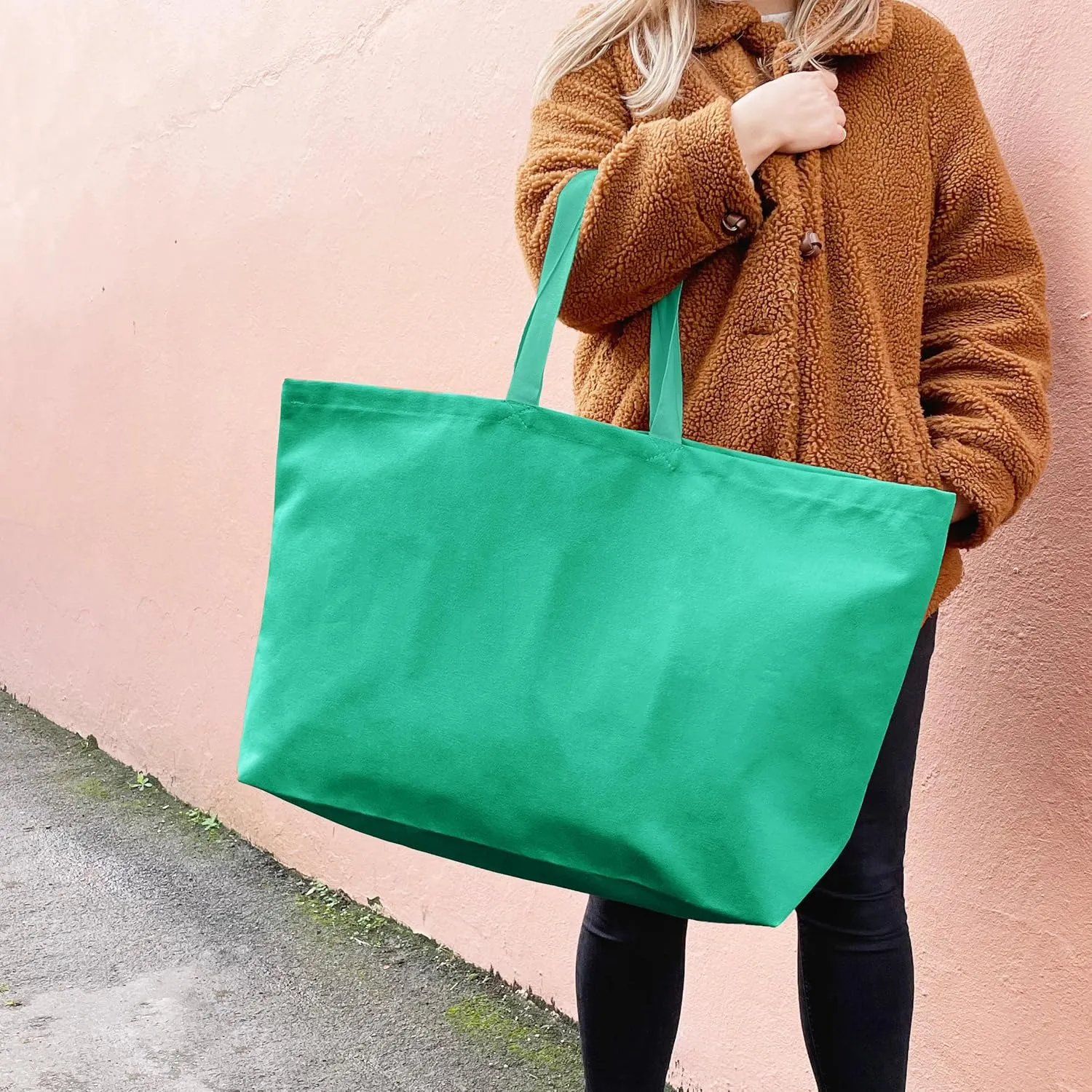Large Canvas Tote Bag-Extra Big Shopping Beach Totes Bags Reusable Largest Grocery Plain Solid Bag 28"x8"x16"