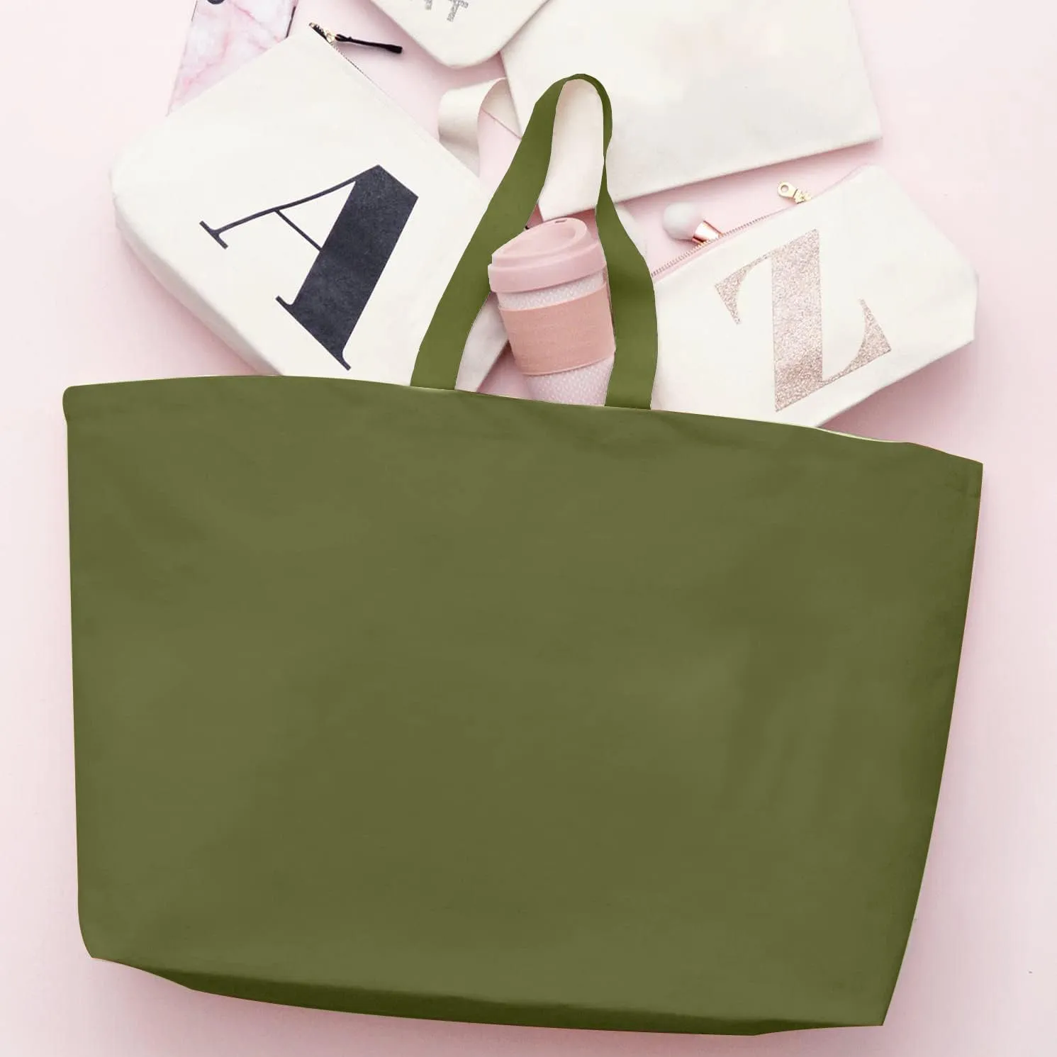 Large Canvas Tote Bag-Extra Big Shopping Beach Totes Bags Reusable Largest Grocery Plain Solid Bag 28"x8"x16"