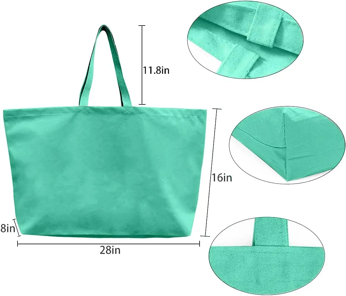 Large Canvas Tote Bag-Extra Big Shopping Beach Totes Bags Reusable Largest Grocery Plain Solid Bag 28"x8"x16"