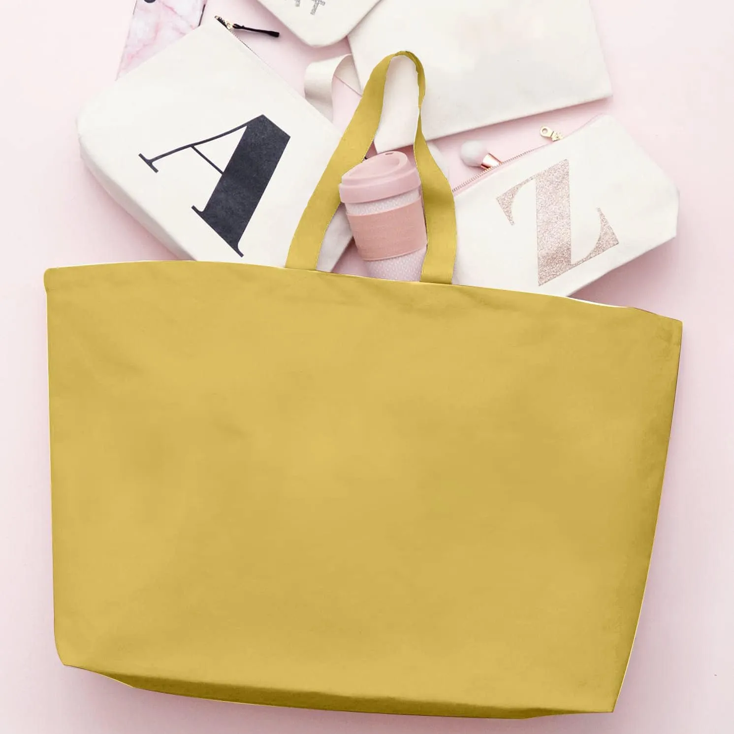 Large Canvas Tote Bag-Extra Big Shopping Beach Totes Bags Reusable Largest Grocery Plain Solid Bag 28"x8"x16"