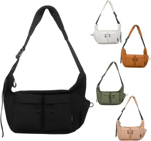 Large Capacity Messenger Canvas Bag, Large Crossbody Bag Shoulder Purse, Multi-Pocket，Vintage Water Resistant Canvas Satchel