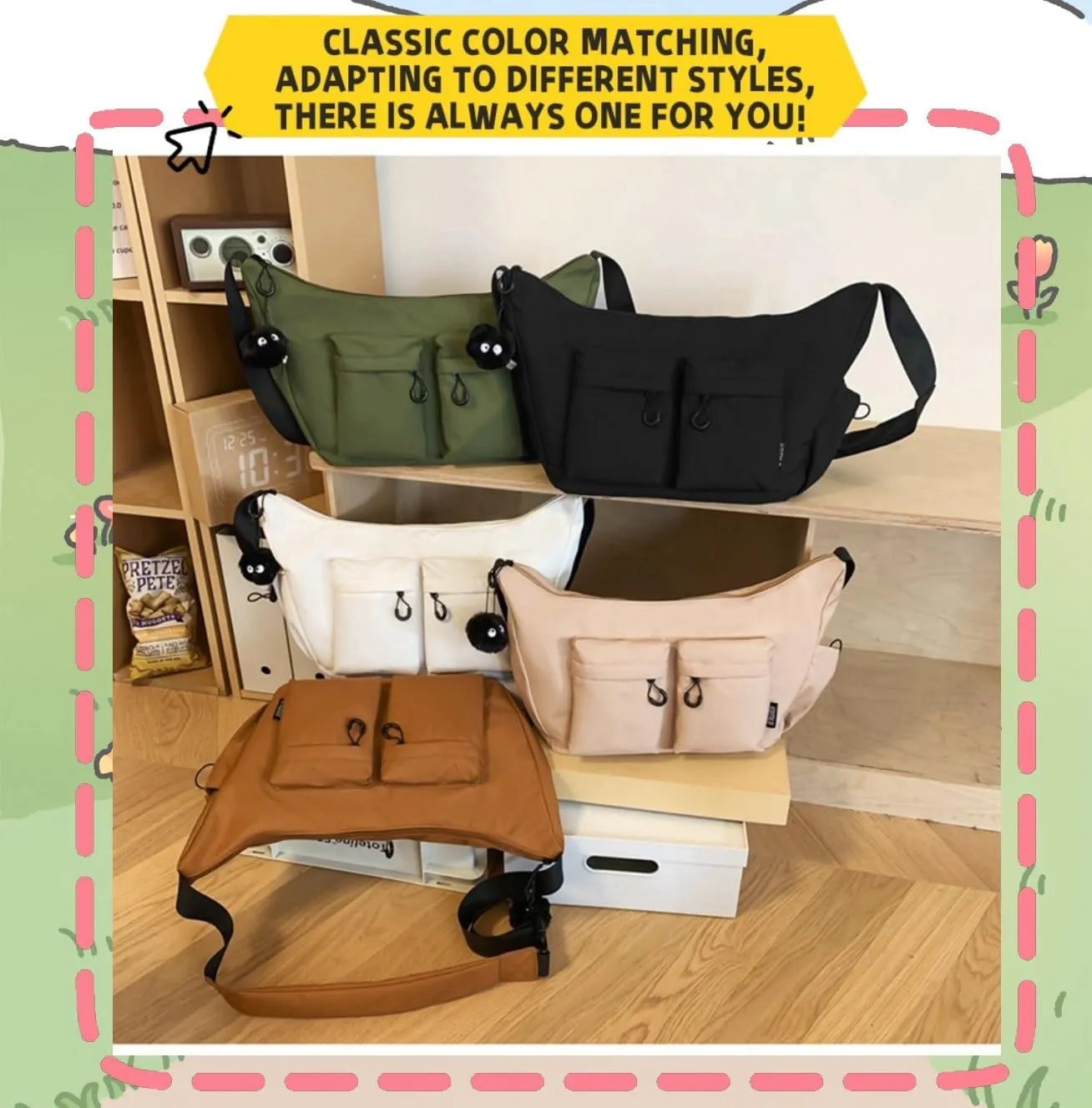 Large Capacity Messenger Canvas Bag- Water-Resistant Canvas Satchel Vintage Unisex Crossbody Purse for Travel & Daily Use