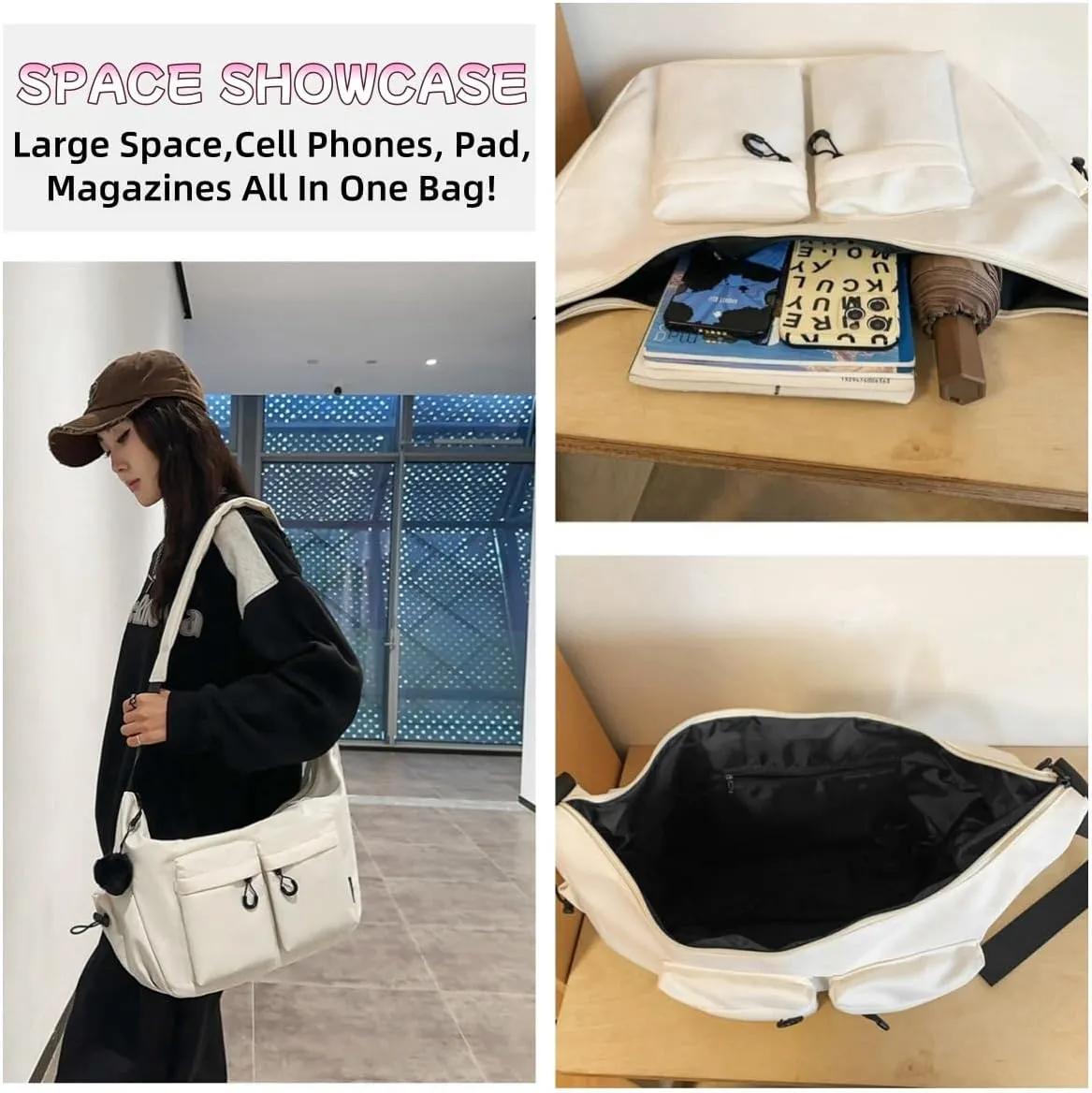 Large Capacity Messenger Canvas Bag- Water-Resistant Canvas Satchel Vintage Unisex Crossbody Purse for Travel & Daily Use