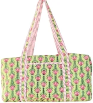Large Cotton Weekender Travel Bag, Handmade Quilted Fabric Duffle Bag, Block Printed Overnight Bags, Hand Luggage Bags for Women (color-5, 24x12x12 inch)