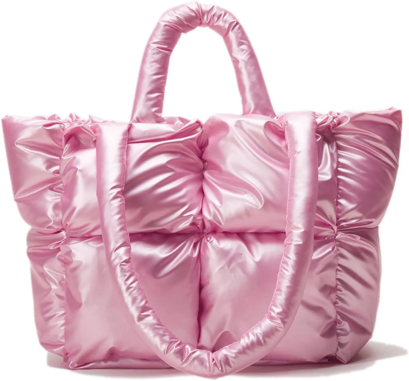 Large Puffer Tote Bag, Trendy Quilted Cotton Padded Handbags for women, Soft Shoulder Bag Nylon Down Pillow Shopper Bag