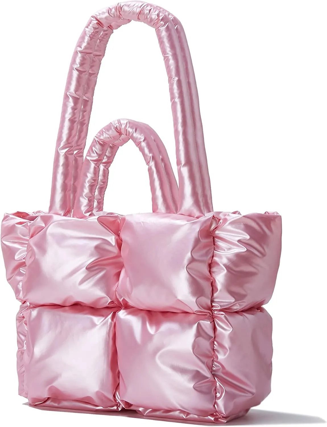 Large Puffer Tote Bag, Trendy Quilted Cotton Padded Handbags for women, Soft Shoulder Bag Nylon Down Pillow Shopper Bag