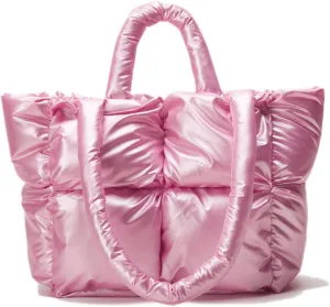 Large Puffer Tote Bag, Trendy Quilted Cotton Padded Handbags for women, Soft Shoulder Bag Nylon Down Pillow Shopper Bag