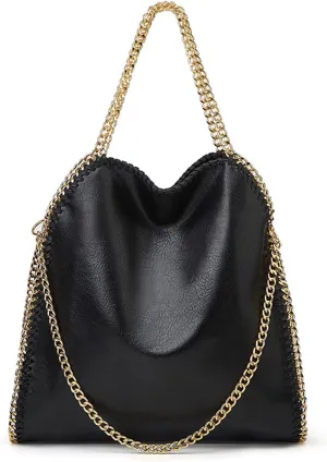 Large Shoulder Bag for Women, Leather Chain Tote Handbag, Designer Hobo Purse, Luxury Crossbody Bag