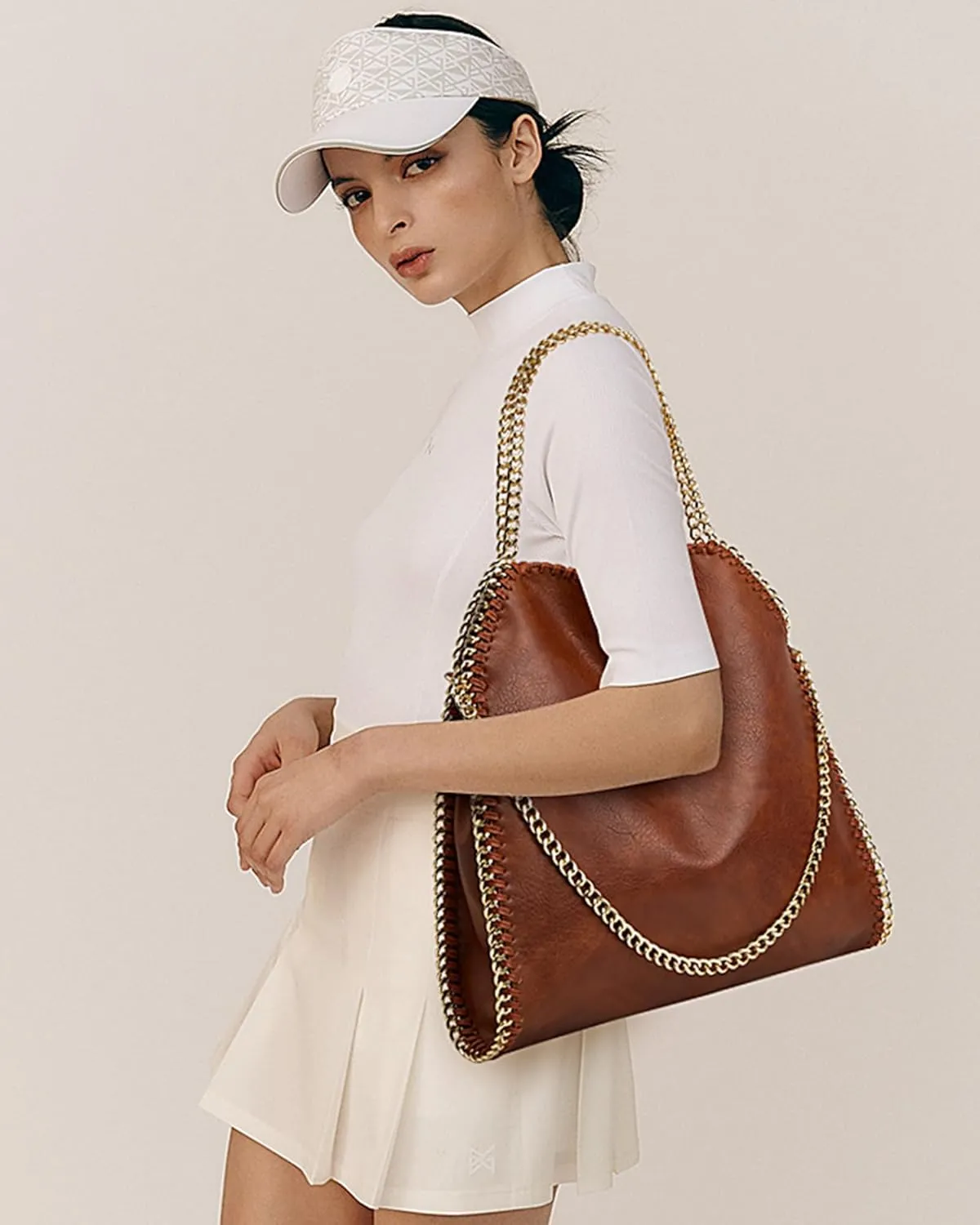 Large Shoulder Bag for Women, Leather Chain Tote Handbag, Designer Hobo Purse, Luxury Crossbody Bag