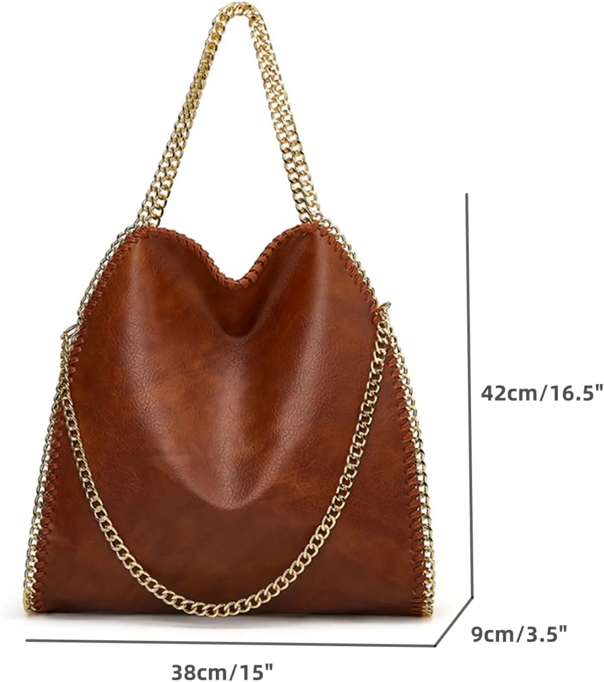 Large Shoulder Bag for Women, Leather Chain Tote Handbag, Designer Hobo Purse, Luxury Crossbody Bag