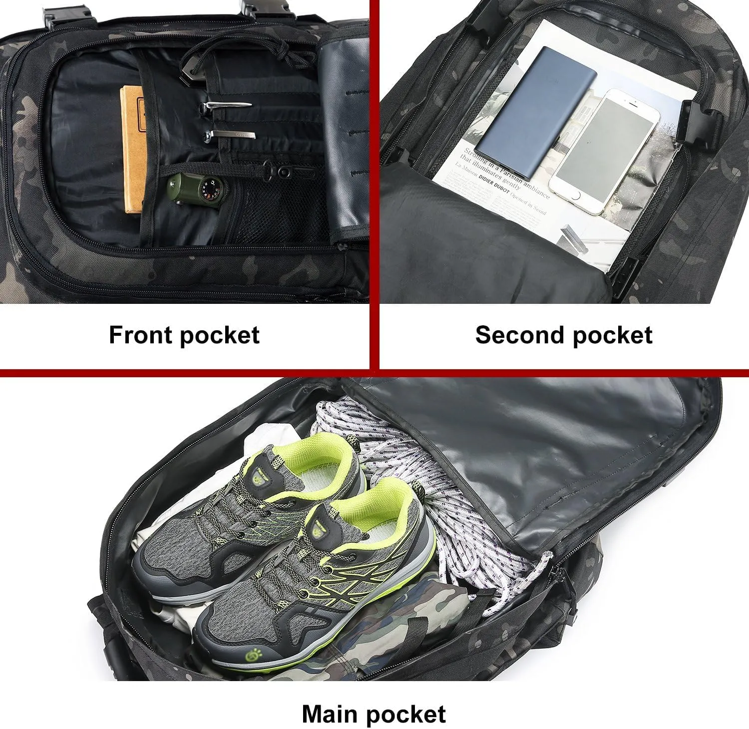 Large Tactical Expandable Backpack 39L-64L Military Bug Out Bag With Waist Strap