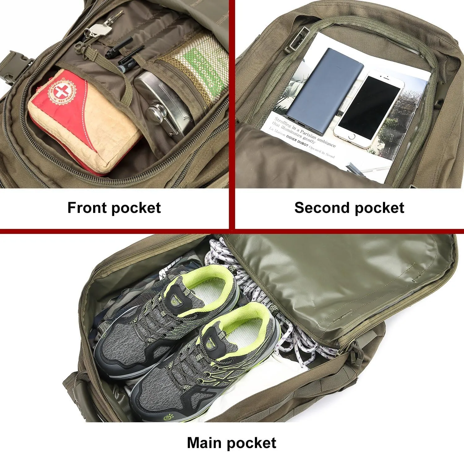 Large Tactical Expandable Backpack 39L-64L Military Bug Out Bag With Waist Strap