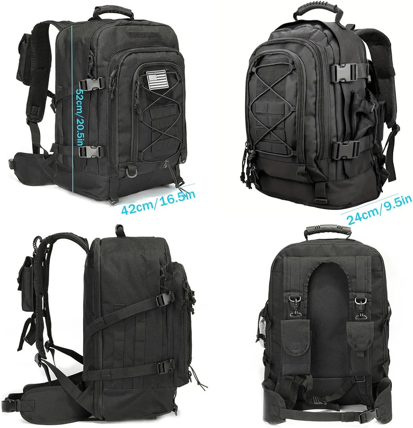 Large tactical military backpack Army Daypack Assault Pack for Men Molle Backpacks Bug Out Bag 3 Day Pack for Hiking Camping Travel Hunting (Black Camo)