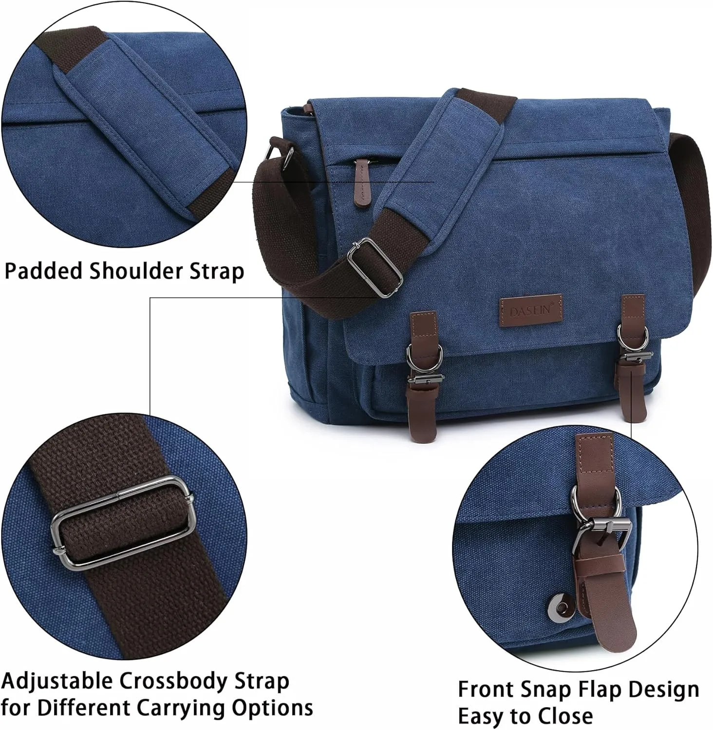Large Vintage Canvas Messenger Shoulder Bag Travel Crossbody Purse Briefcase Business Bag for 15inch Laptop