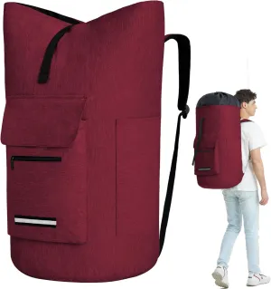 Laundry Bag With 4 Pockets，Laundry Bag With Shoulder Straps，Sturdy Laundry Backpack Heavy Duty，Large Clothes Hamper Bags 115L，College Laundry Backpack For Dorm Room，Travel Laundry Bags XXL