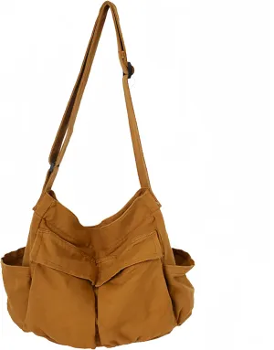 Lauthen.S Grunge Bag Canvas Hobo Crossbody Shoulder Tote Bag for Women and Men Large Messenger Bag with Multiple Pockets